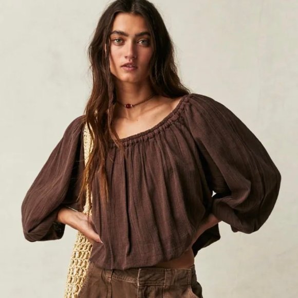 Free People Tops - NWOT Free People We The Free All About Bubble Tee Color French Roast